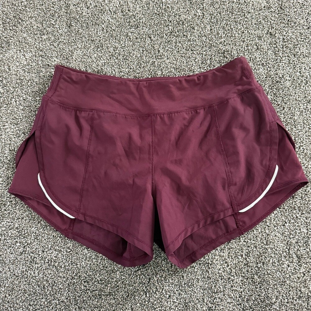 ZYIA Active Running Shorts Womens Size S Plum Burgundy Reflective Zip